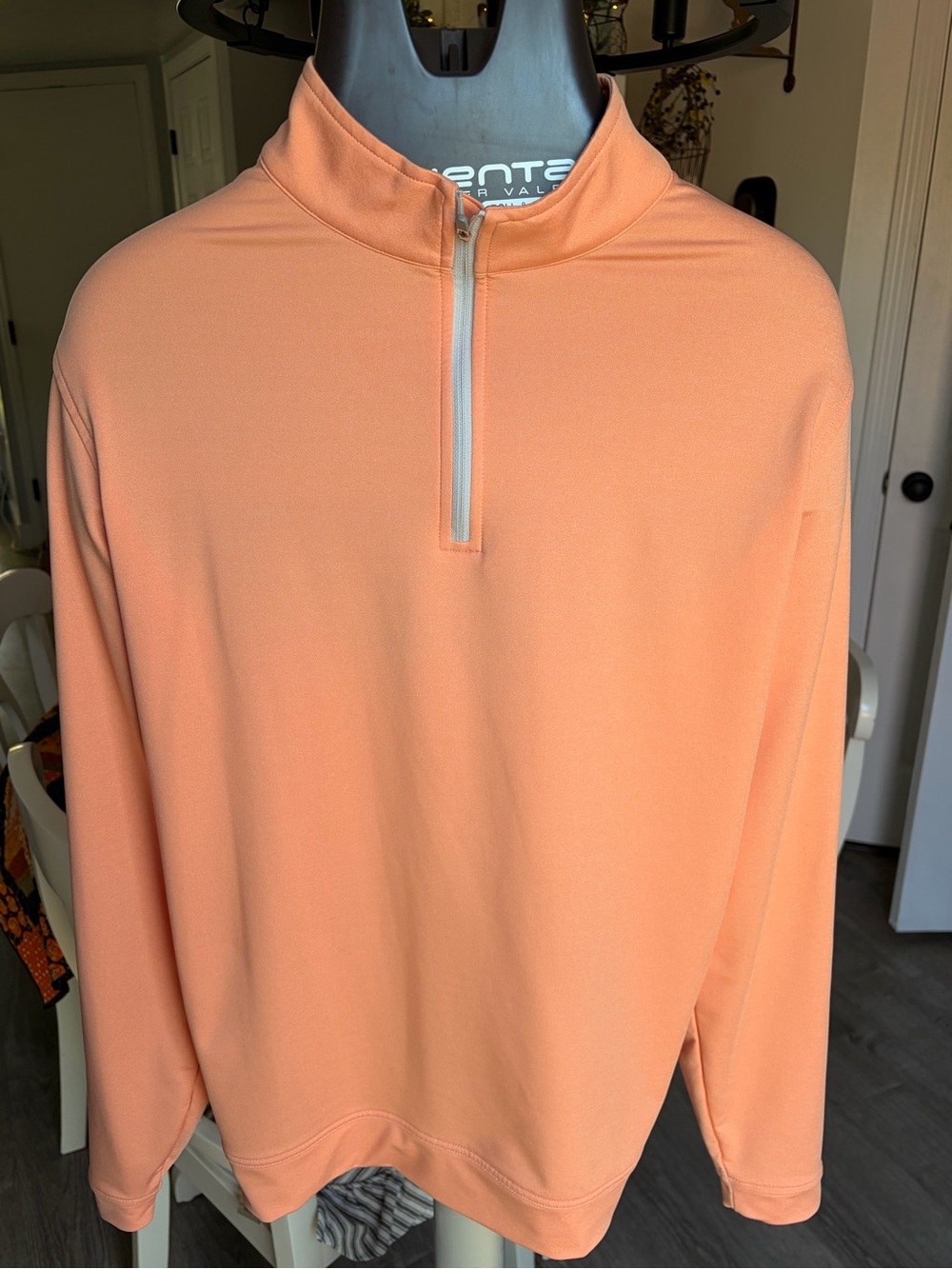Peter Millar Men's Peach Zip-Up Pullover Sweater